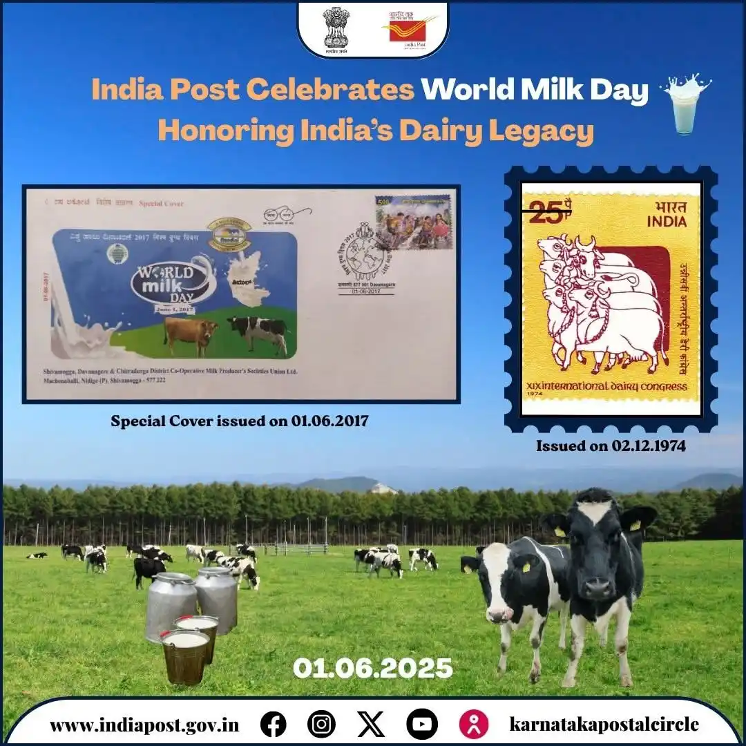 Image from Indian Postal Khabar (DOP): 🥛📬 “India Post Celebrates World Milk Day – Honoring India’s Dairy Le...