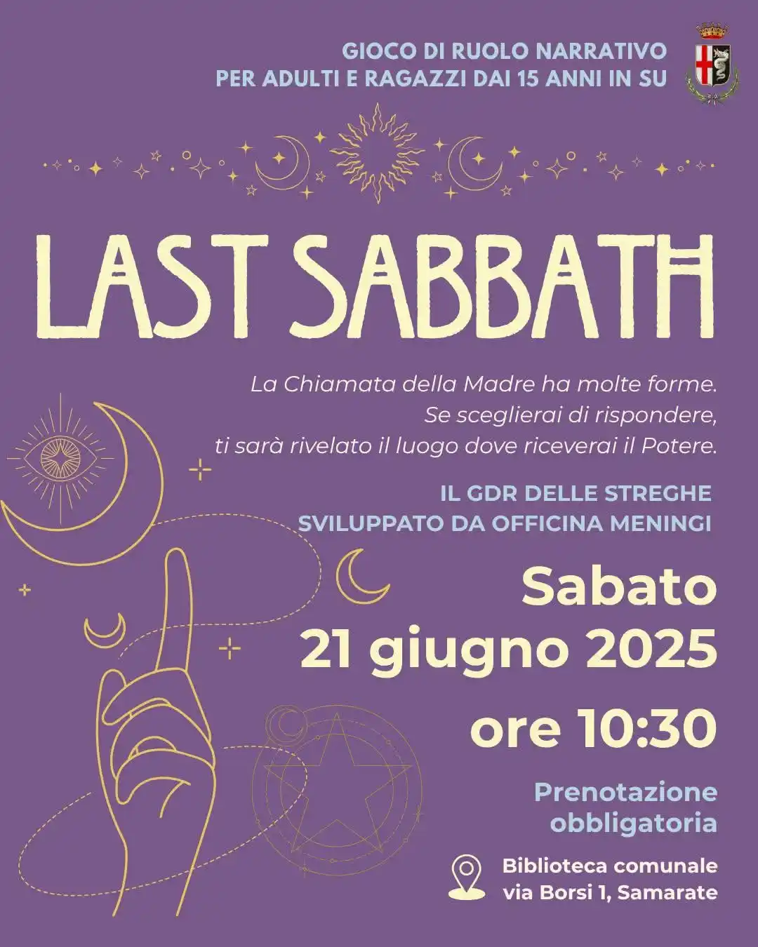 Image from Biblioteca di Samarate - NEWS ed EVENTI: 🧙♀️ LAST SABBATH - Gioco di ruolo 🔮 Sabato 21 giugno 2025 alle ore...