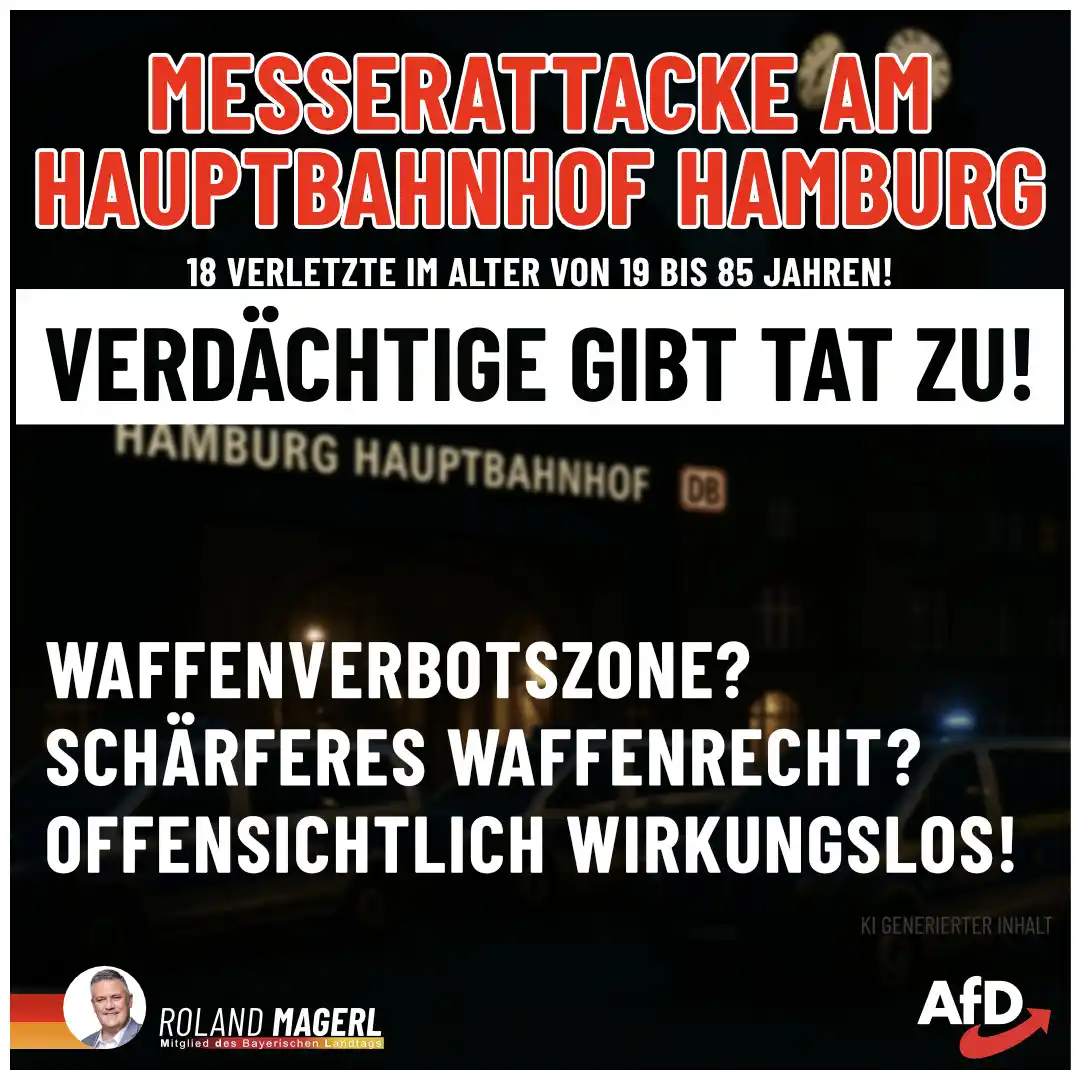 Image from AfD Weiden-Neustadt-Tirschenreuth: 🛑 Messerattacke in Hamburg: Wie sicher ist unser Land noch? 🛑  👉 Ei...