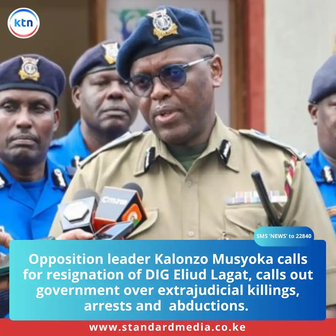 Image from KTN News: Opposition leader Kalonzo Musyoka calls for resignation of DIG Eliud L...