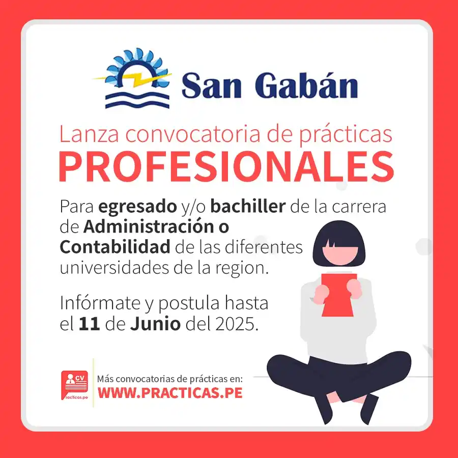 Image from Convocatorias Administración: Empleos - Prácticas - Capacitaciones: 🎯 Prácticas en SAN GABAN S.A. - Puno Más información 👉 https://www...