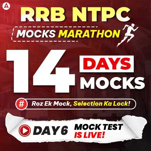 Image from Adda247: 🚆 RRB NTPC 14-Day Mock Marathon is ON! 🏁 🔥 DAY 6 Mock Test is LIVE ...
