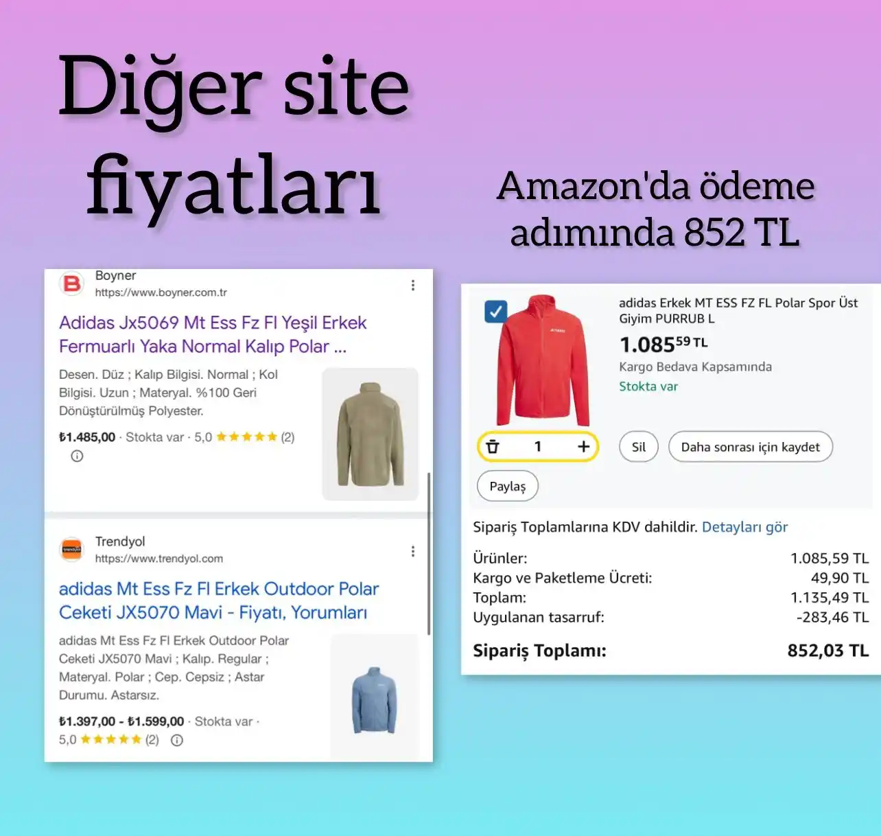 Image from 🍂 ZARİF KÖŞE 🍃: *SON 1 SENENİN EN DÜŞÜK FİYATI* adidas Erkek MT ESS FZ FL Polar Spor ...