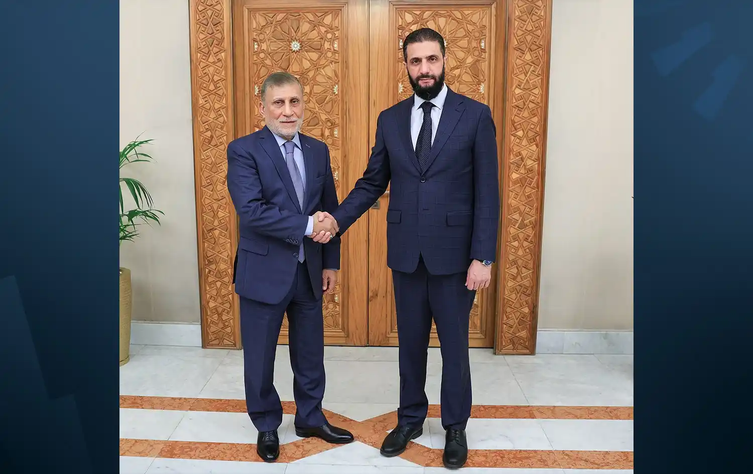 Image from Rudaw English: Syrian President Ahmed al-Sharaa on Monday received Iraqi veteran poli...