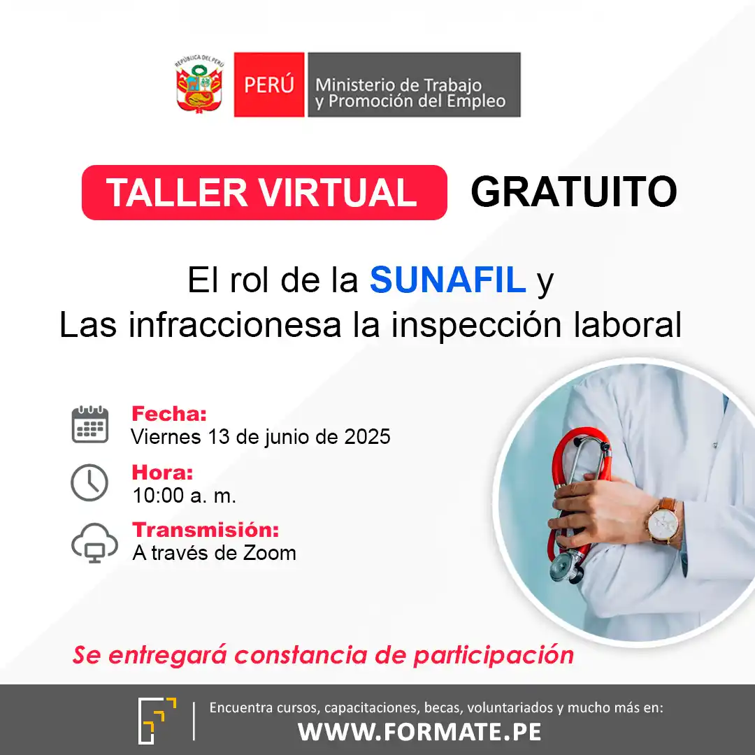 Image from Convocatorias Administración: Empleos - Prácticas - Capacitaciones: 📢 ¡Taller virtual gratuito! Organizada por el Ministerio de trabajo y...