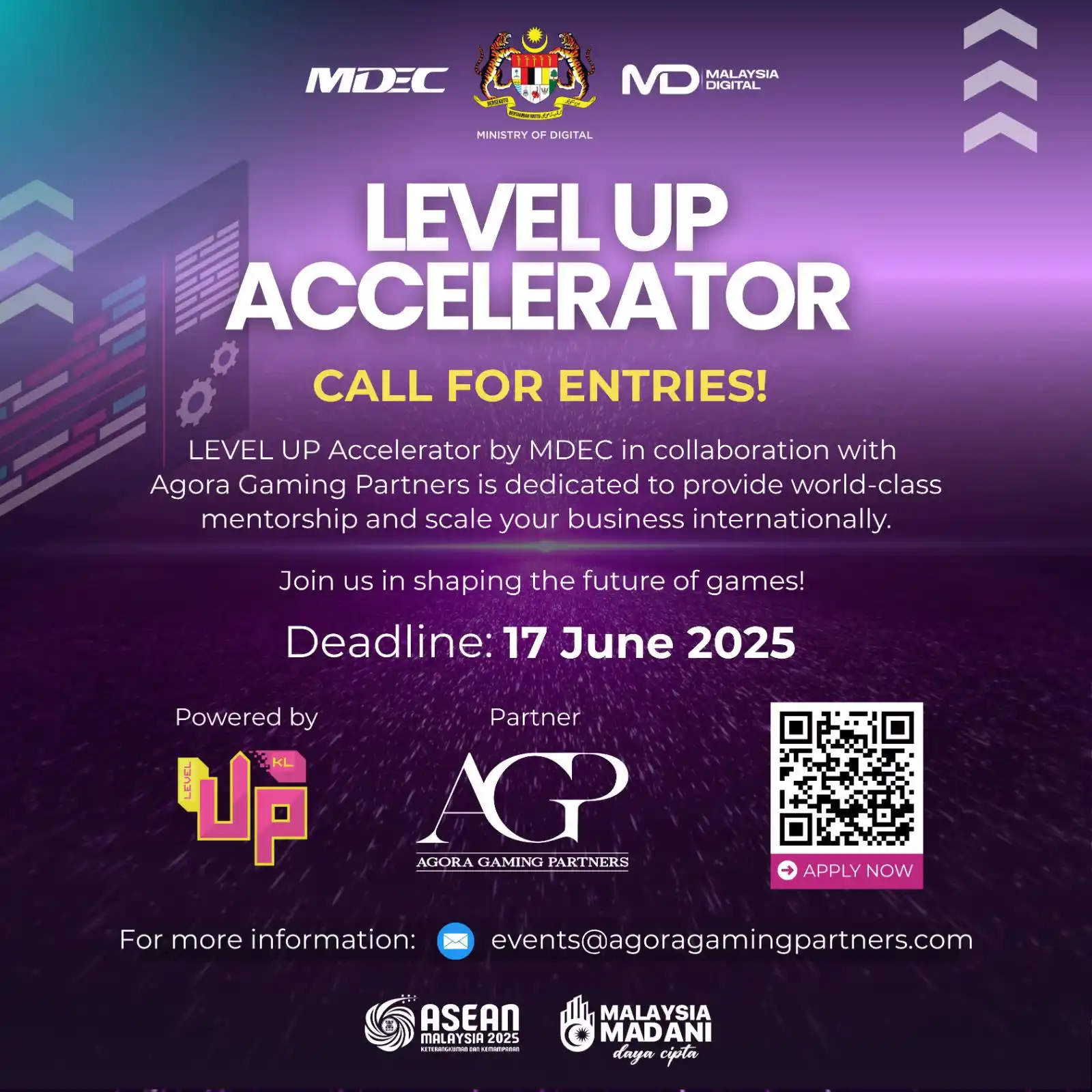 Image from MyMDEC: The LEVEL UP Accelerator by MDEC, in collaboration with Agora Gaming P...