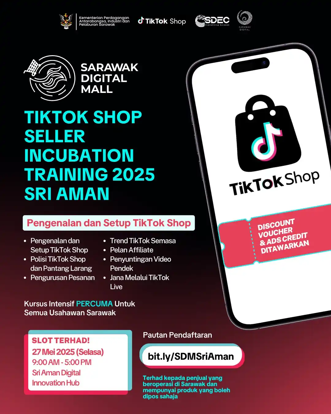 Image from Komuniti Kamek Digital SDEC: TikTok Shop Seller Incubation Training 2025 – Sri Aman Edition! Saraw...