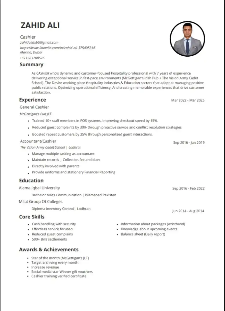 Image from Global Job Opportunities: UAE, Saudi Arabia, Qatar, Oman, Europe & Work From Home Positions-5121472: Urgent Job Assistance Request for Zahid Ali – Immediate Joining (Cashi...