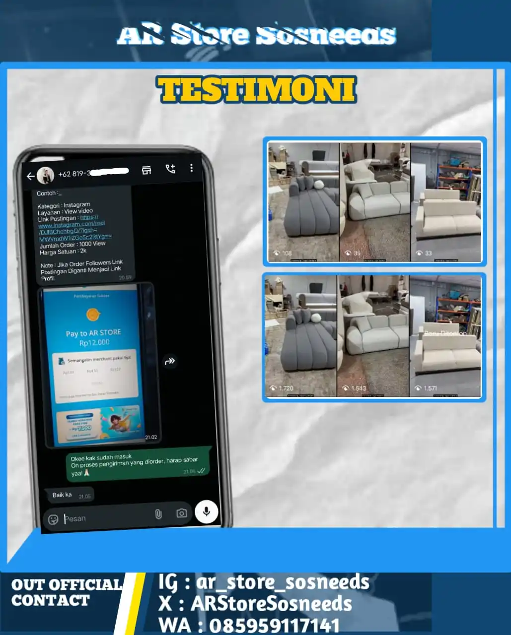 Testimoni AR Store SosNeeds post