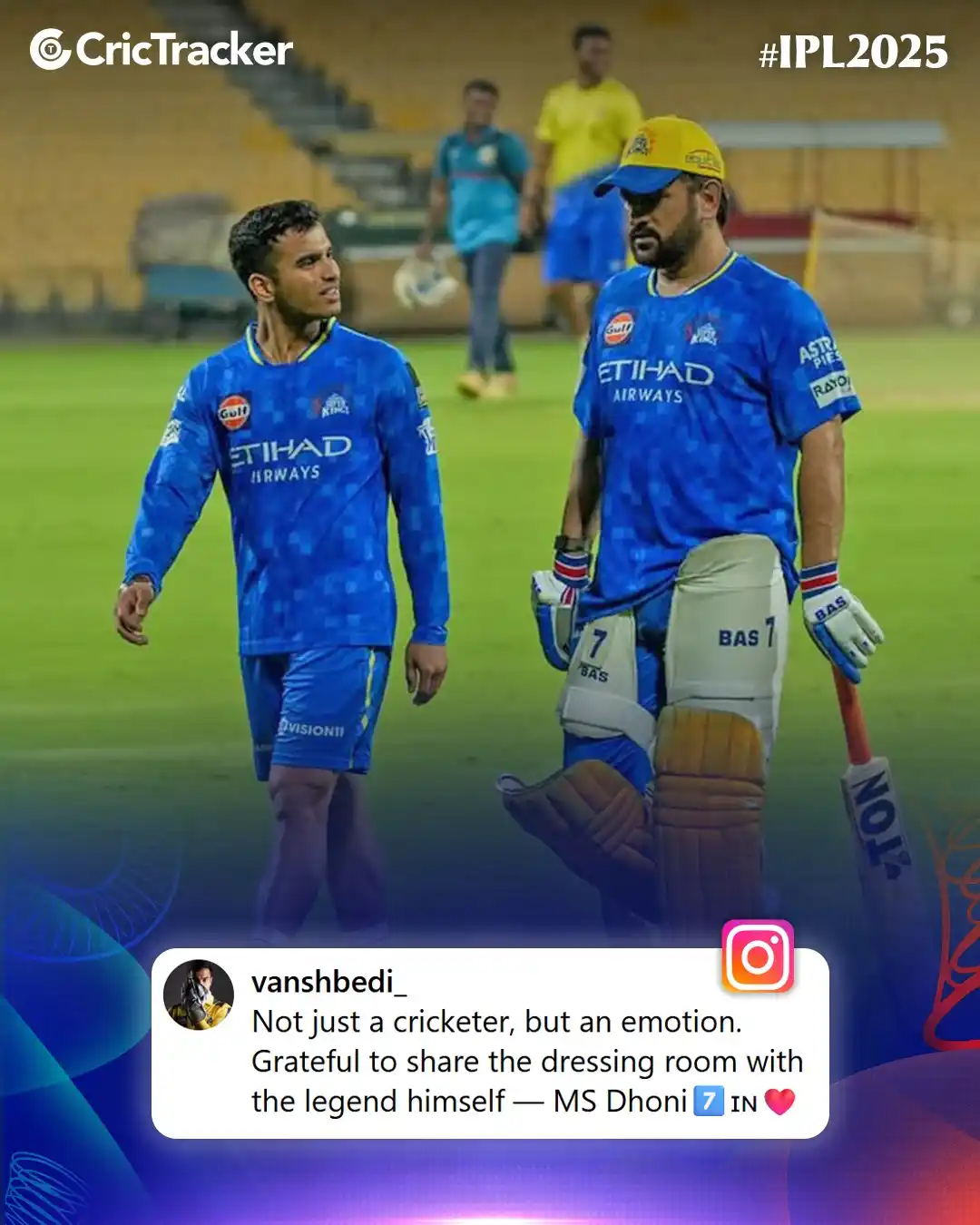 Image from CricTracker: Vansh Bedi pens a touching tribute to MS Dhoni, honoring his lasting l...