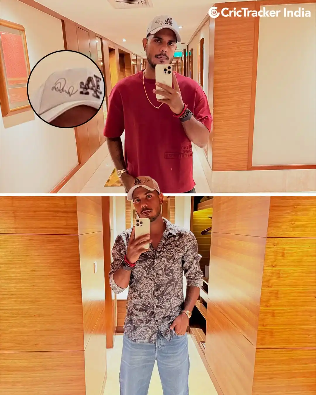 Image from CricTracker: Yash Dayal proudly wears a cap signed by Virat Kohli. ❤️👑...