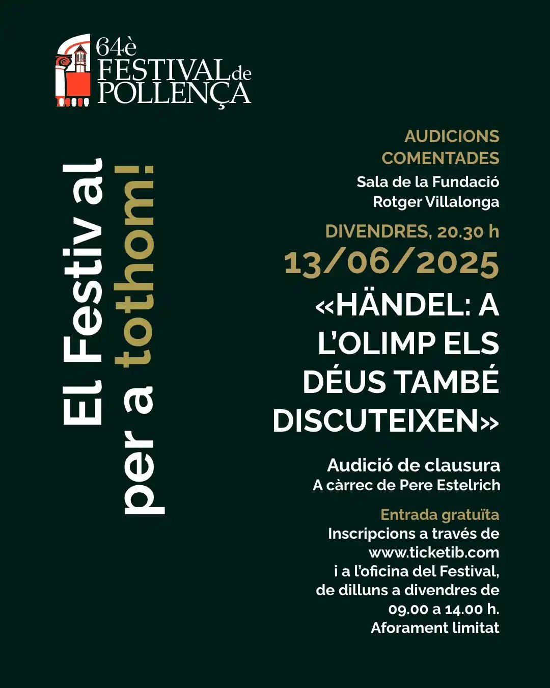 Image from Ajuntament de Pollença: 🗣 Finalitzam el "Festival per a Tothom!" amb "Händel: a l'Olimp els d...
