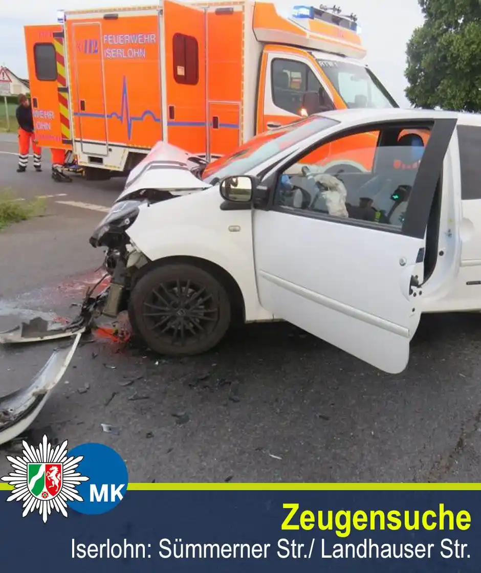 Image from Polizei NRW Märkischer Kreis: Nach einem Verkehrsunfall am Dienstag um 5.45 Uhr an der *Iserlohner* ...