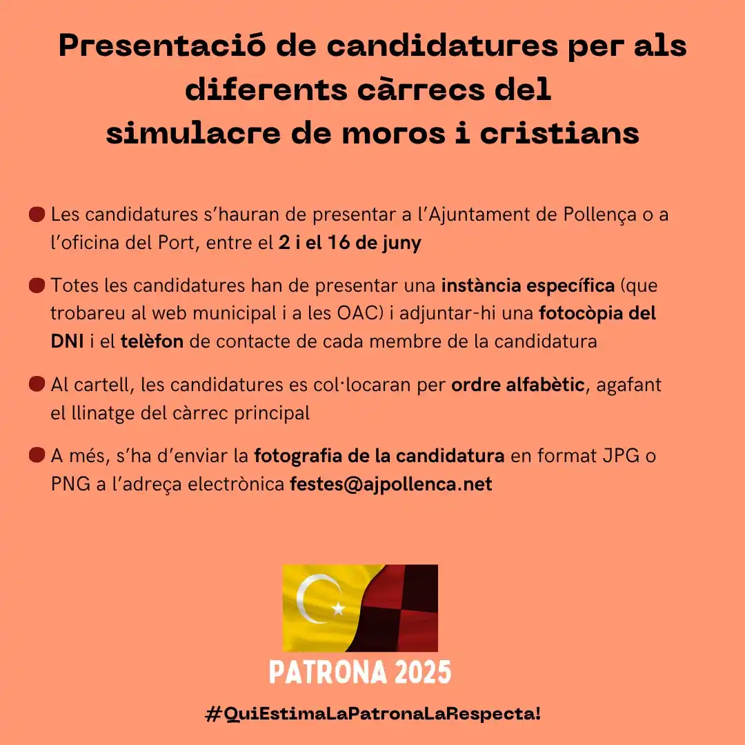 Image from Ajuntament de Pollença: 🟥 ⬛ Patrona 2025 🟨 Demà que al municipi commemoram el 31 de maig, d...