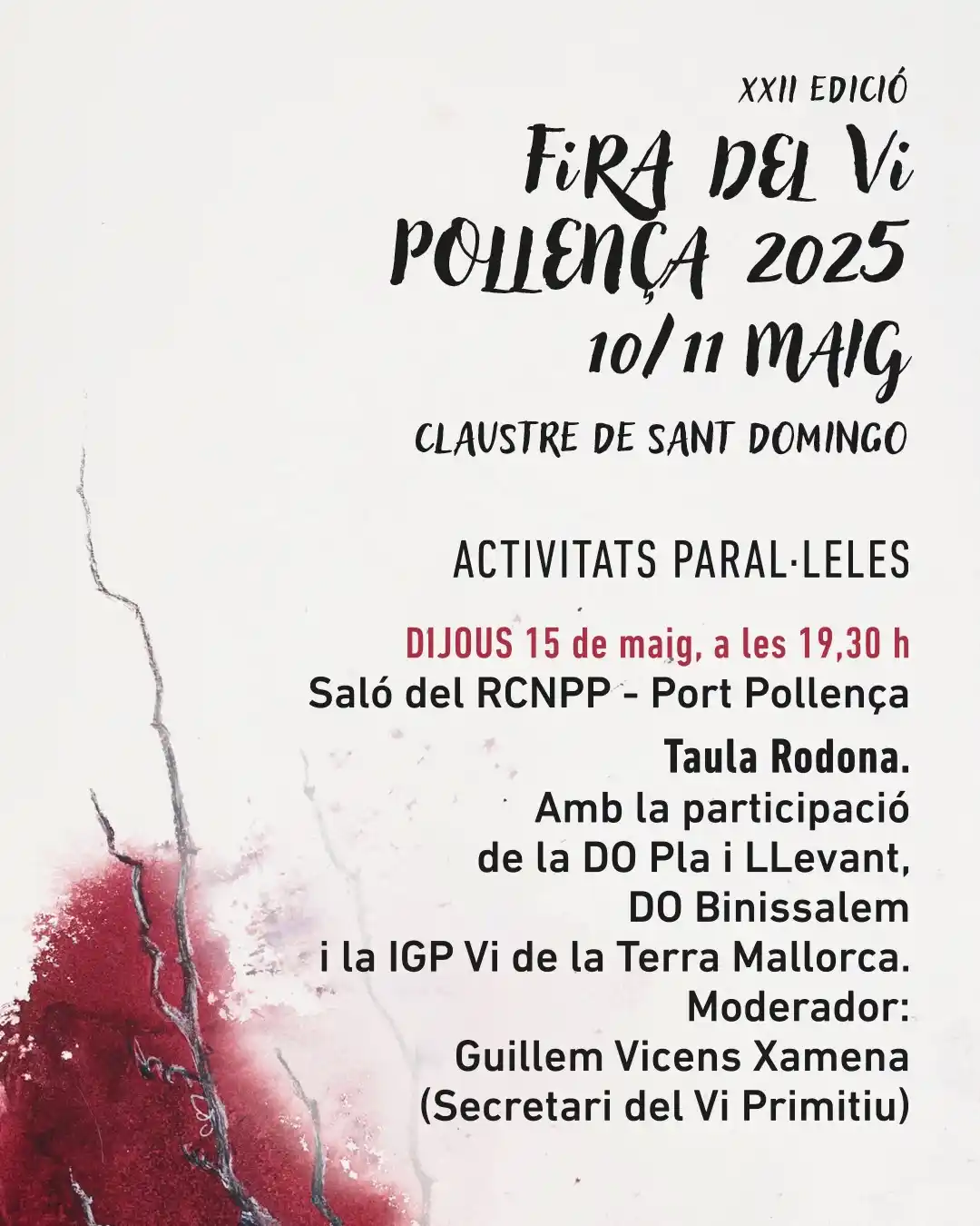 Image from Ajuntament de Pollença: 🍷Tancam la XXII Fira del Vi amb una taula rodona: vi, terra i identit...