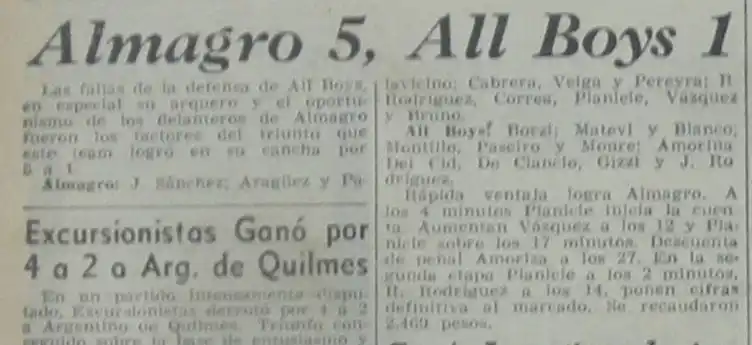 Depto de Historia, Estadisticas y Museo del Club Almagro post