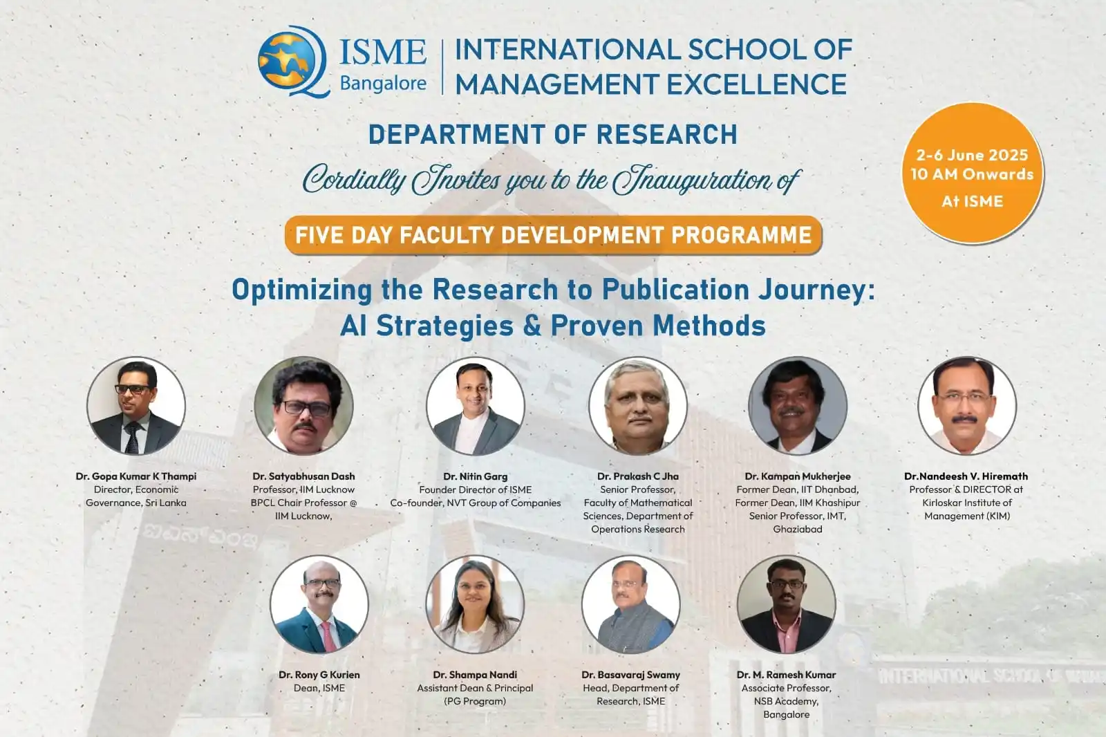 ISME - Bangalore post