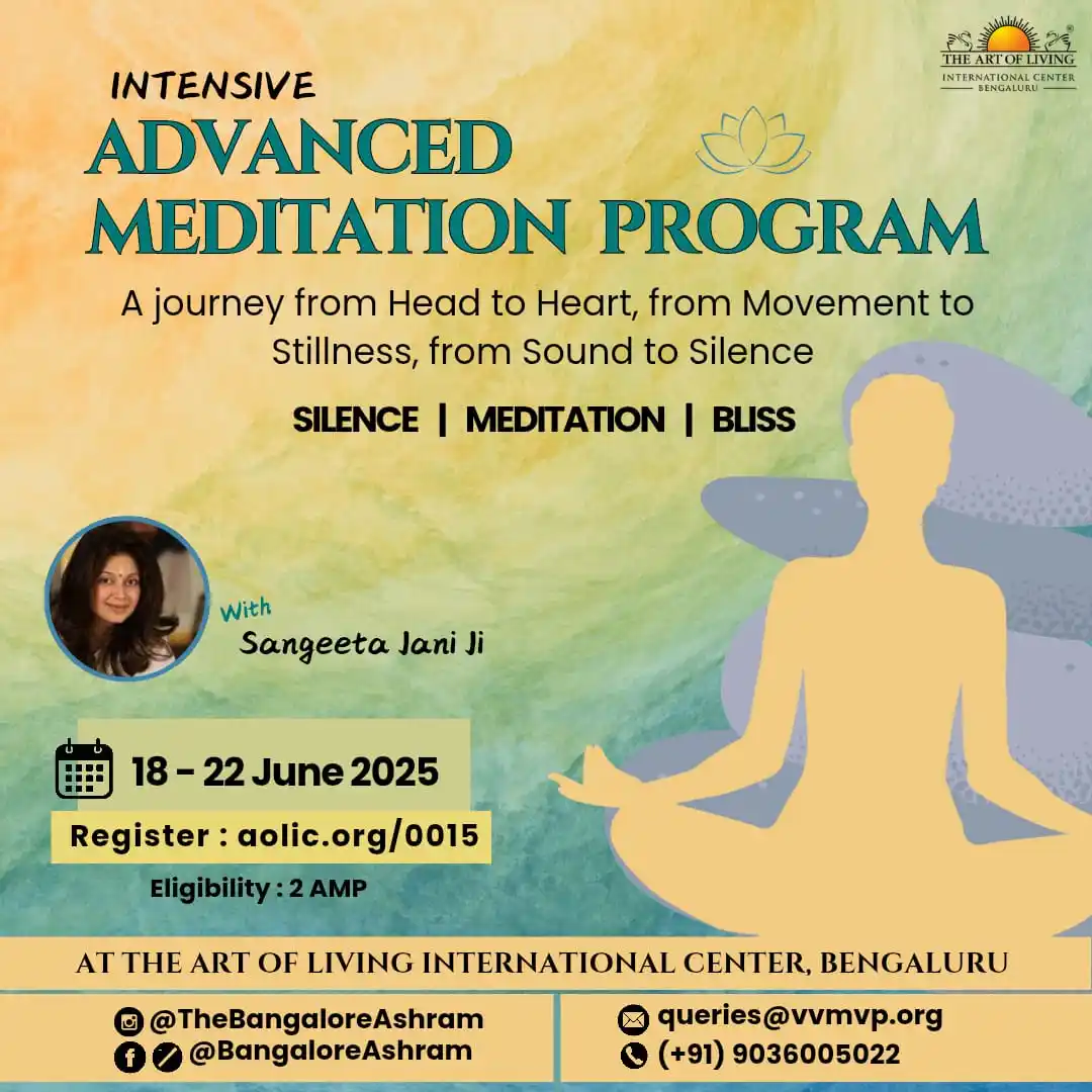 Image from Art of Living International Center: Experience profound bliss, balance with Intensive Advanced Meditation ...
