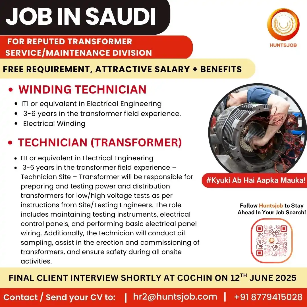 Image from Huntsjob: Jobs in Saudi✈️ ▶Winding Technician https://www.huntsjob.com/jobdetail...