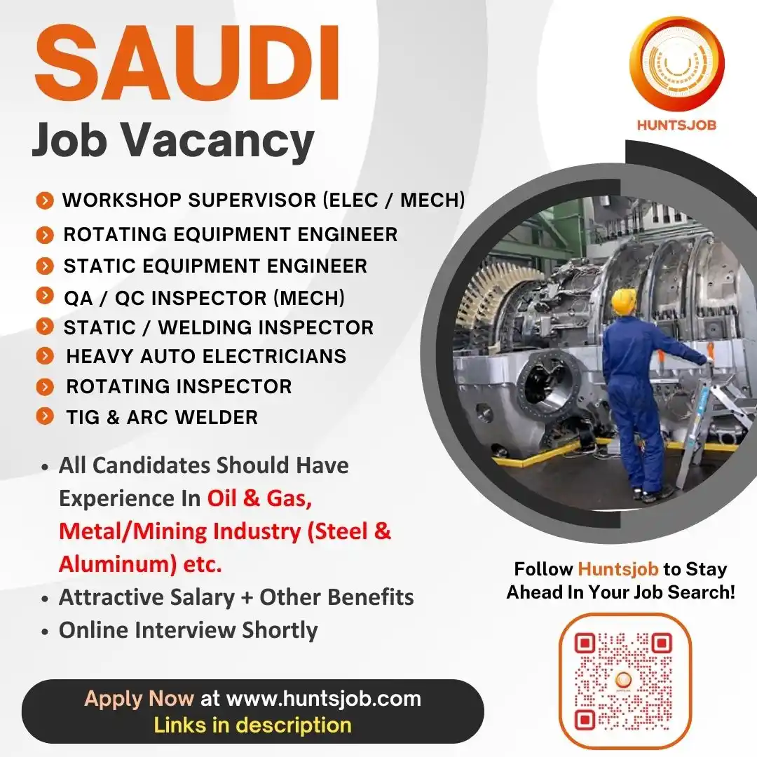 Image from Huntsjob: Jobs in Saudi✈️ ▶WORKSHOP SUPERVISOR (ELEC / MECH) https://www.huntsjo...