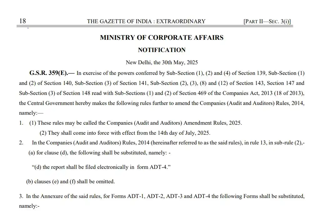 Image from Prateek Garg & Company: MCA Update MCA notified changes in Companies (Audit and Auditors) Rul...
