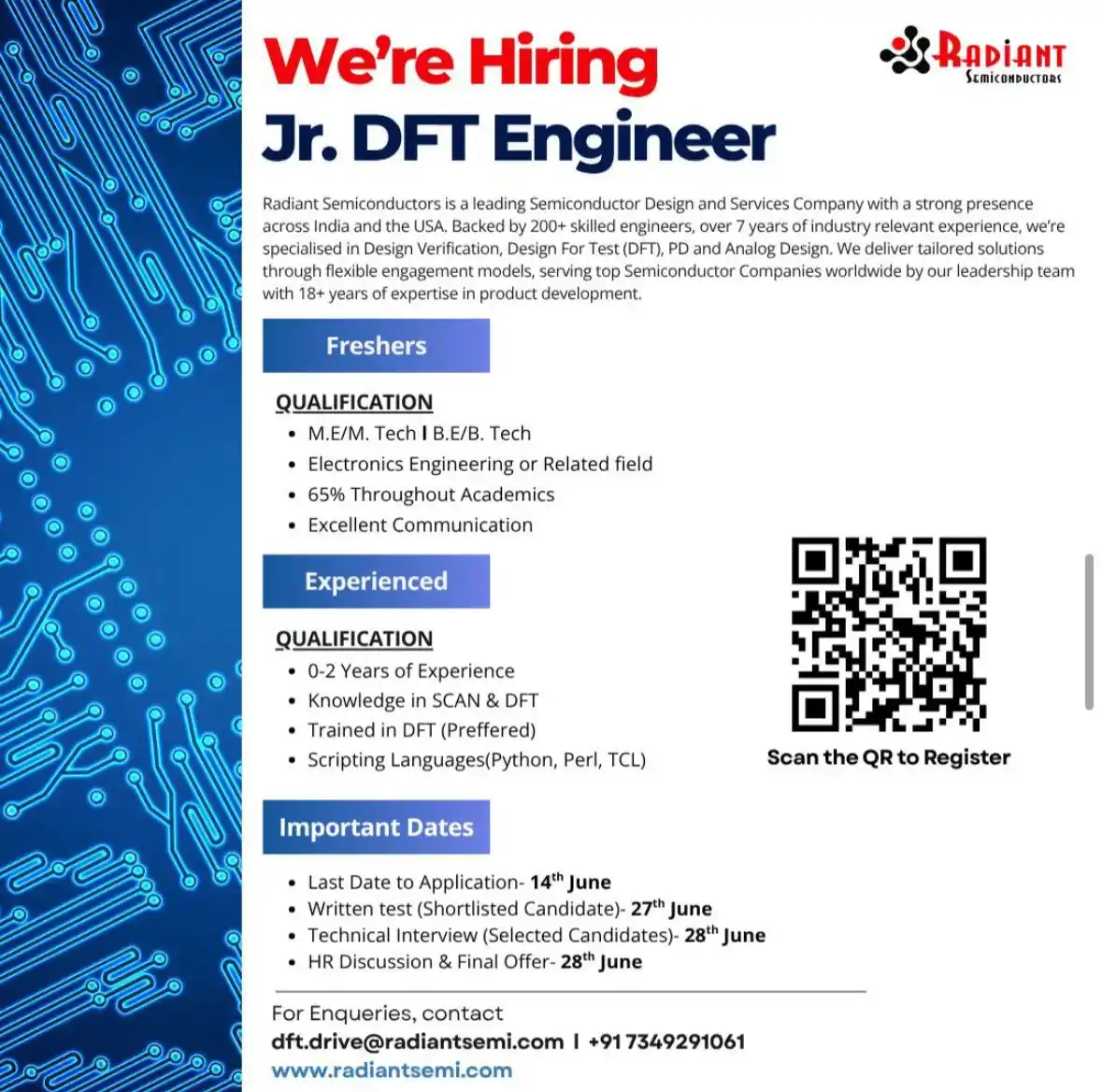 Image from KnowLumi School : Radiant Semiconductors is inviting applications from all bright & youn...