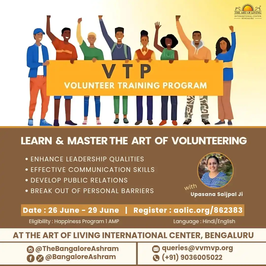 Image from Art of Living International Center: *Welcome Home for the VTP with Upasana Saijpal!* Join us at the Art o...