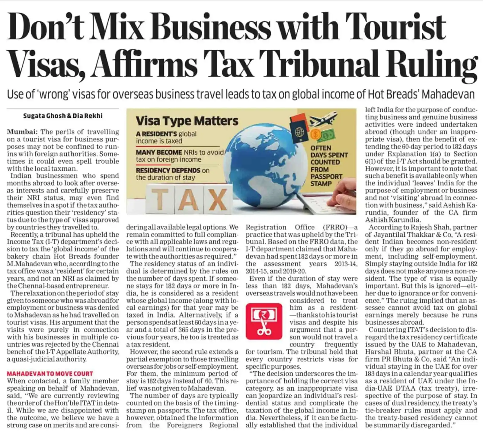Image from Prateek Garg & Company: Wrong Visa, Big Tax: ITAT Rules Overseas Business Trips on Tourist Vis...