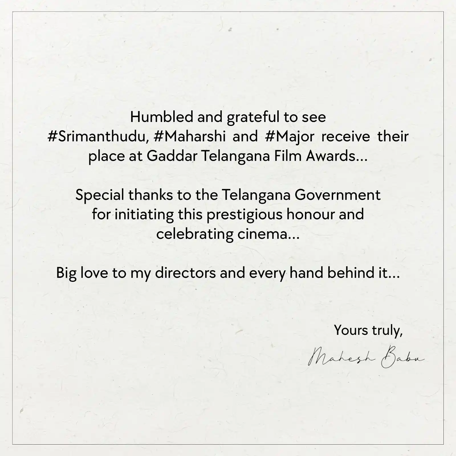 Mahesh Babu post