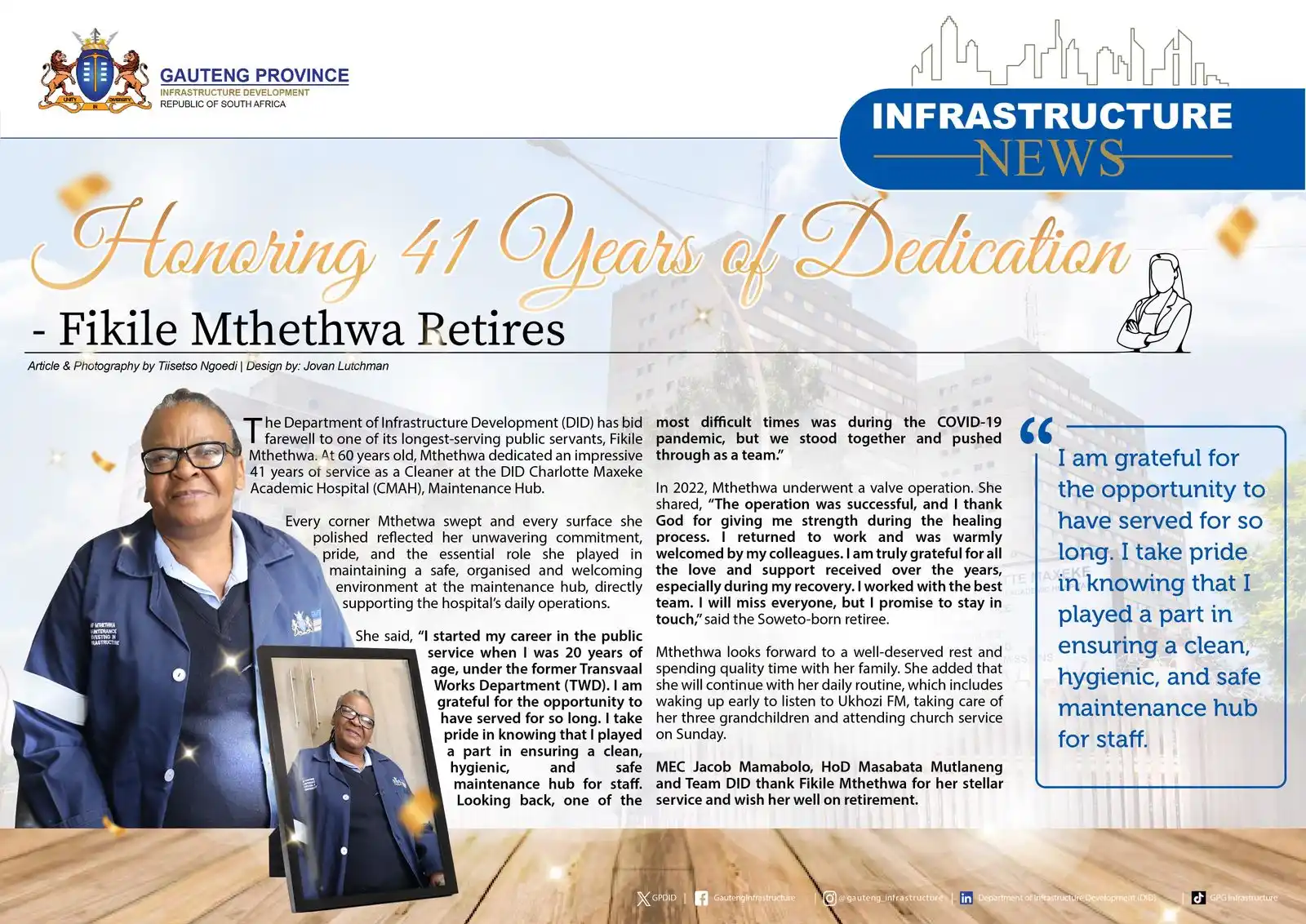 Image from Department of Infrastructure Development (DID): *🌟 Honouring 41 Years of Dedication 👏🏻 Ms Fikile Mthethwa Retires �...
