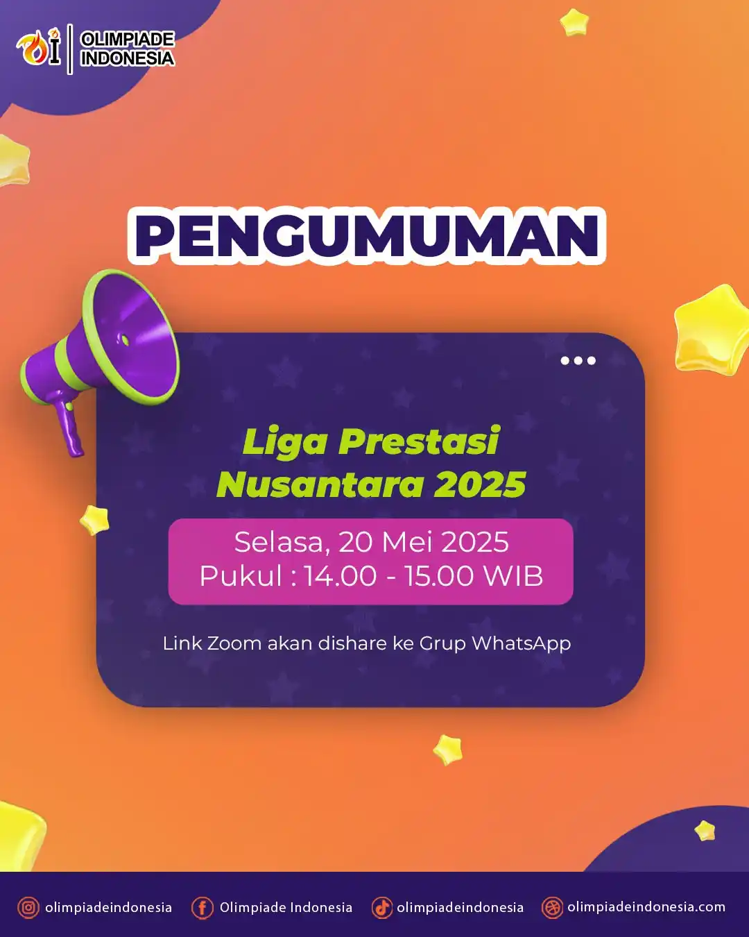 Image from OLIMPIADE INDONESIA: 📣 PENGUMUMAN NILAI HASIL UJIAN LIGA PRETASI NUSANTARA 2025 JADWAL : ...