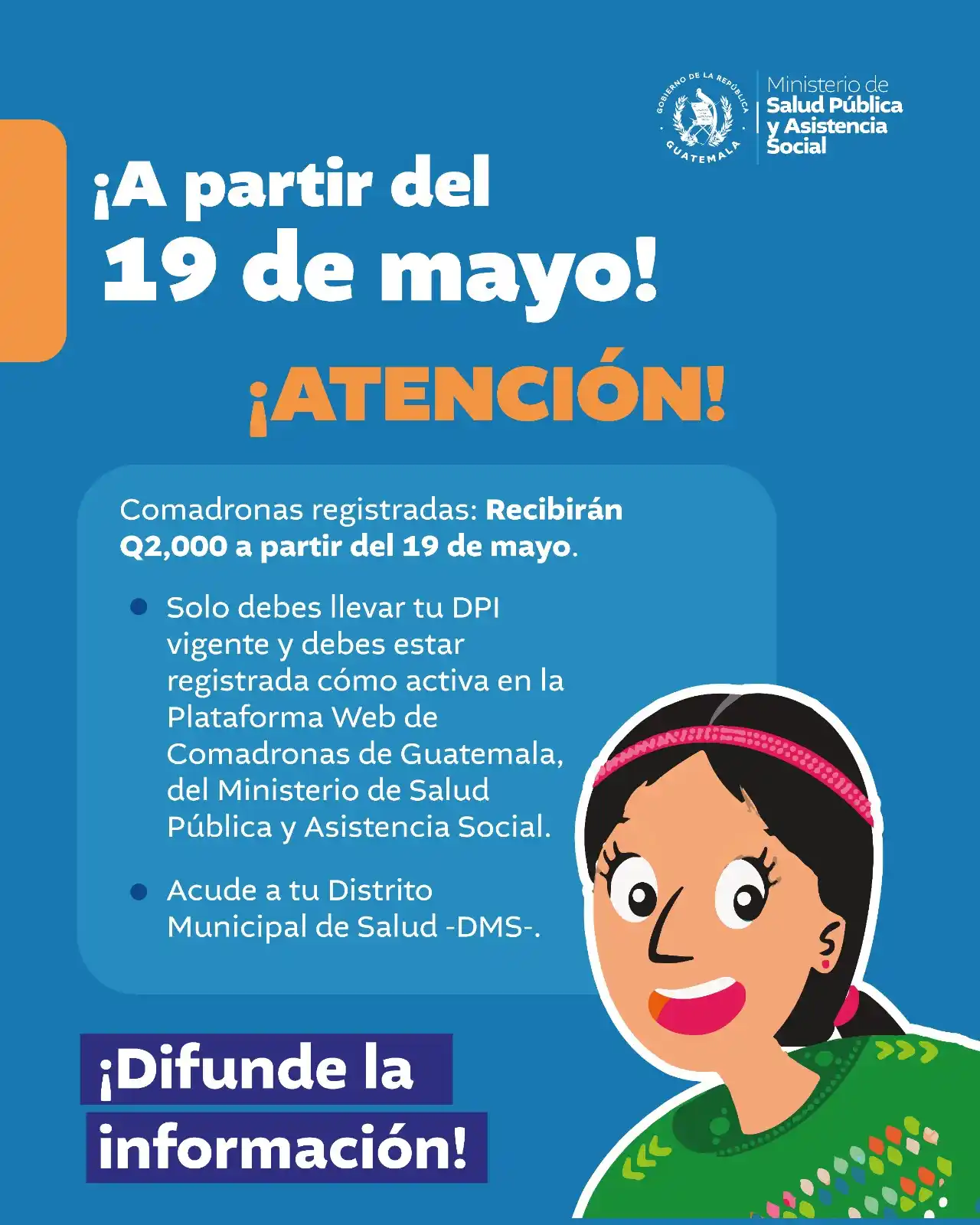Image from Ministerio de Salud Guatemala 🇬🇹: 📢 ¡Atención comadronas! Desde el 19 de mayo, se ha iniciado la entre...