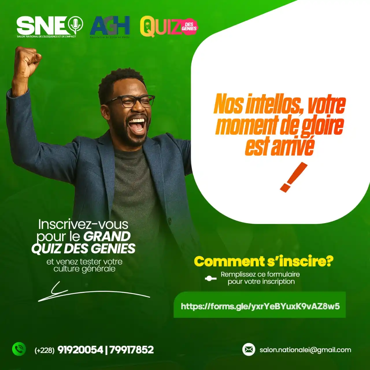 Image from Journal De L'orateur 228🇹🇬🎙️❤️: *📢 Grand Quiz des Génies – Inscrivez-vous maintenant! 🎓🔥* Nos inte...