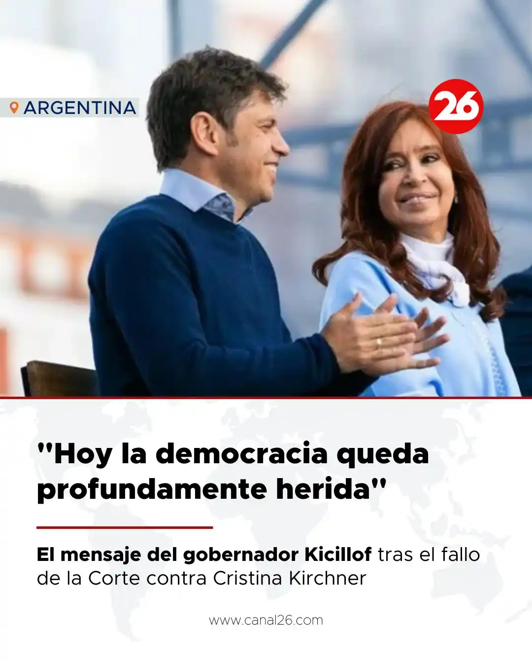 Image from Canal 26: *🗨️ KICILLOF: "HOY LA DEMOCRACIA QUEDA PROFUNDAMENTE HERIDA"* https:/...