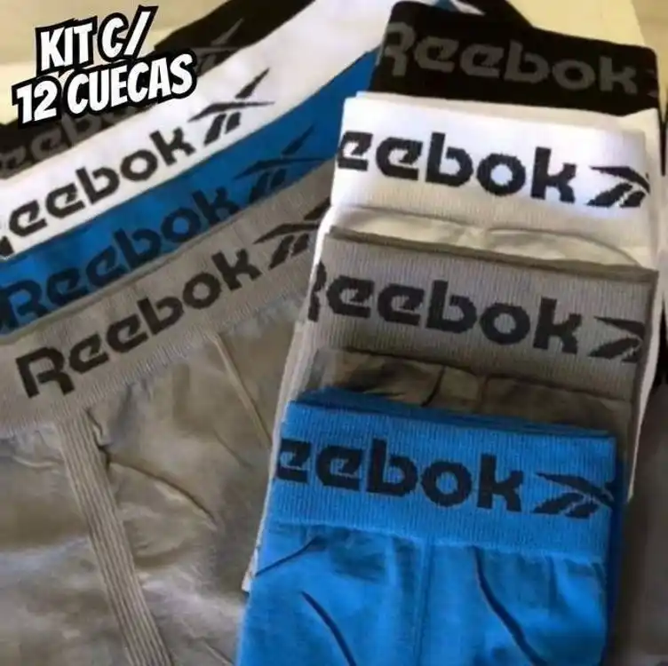 Image from Promoções do TEC: Kit 12 Cuecas Boxer Masc Microfibra Adulto S/ Costura Reebok 💲R$ 91,...