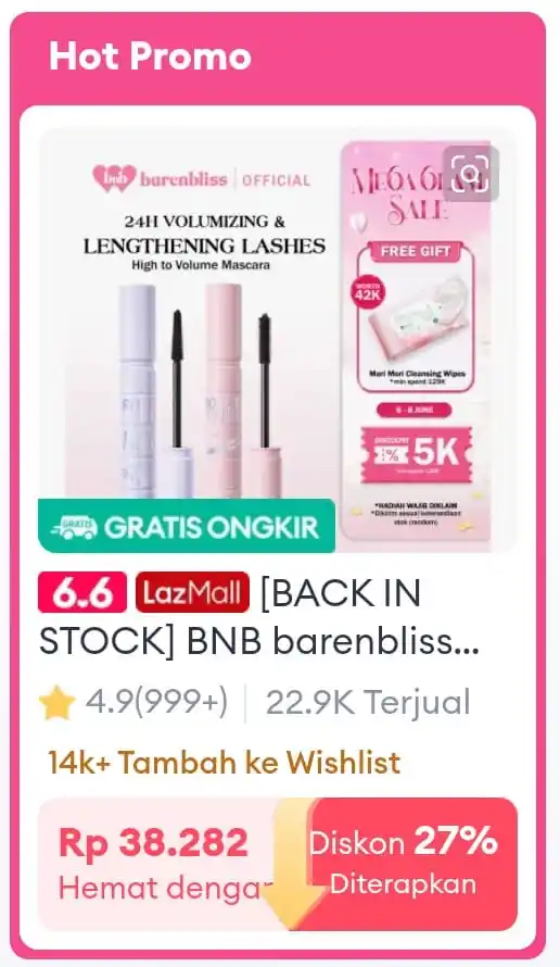Image from Info Promo Diskon Lazada Shopee Dll: Maskara Barenbliss diskon ++ toko + laz + koin jadi 35rb bisa jauh leb...