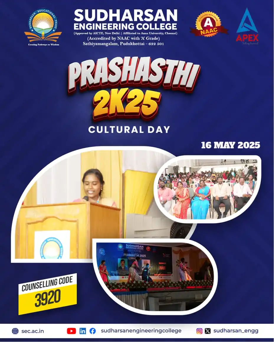 Image from SUDHARSAN ENGINEERING COLLEGE: 🌟 Prashasthi 2K25 – Cultural Day Celebration at Sudharsan Engineering...