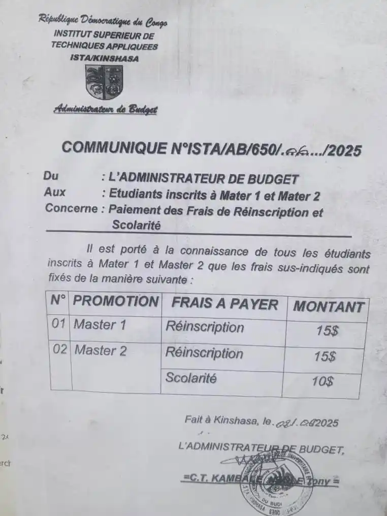 Image from COORDINATION ESTUDIANTINE DE L’ISTA KIN Official Page ⚓️: 🛑 <a class="text-blue-500 hover:underline cursor-pointer" href="/hash...
