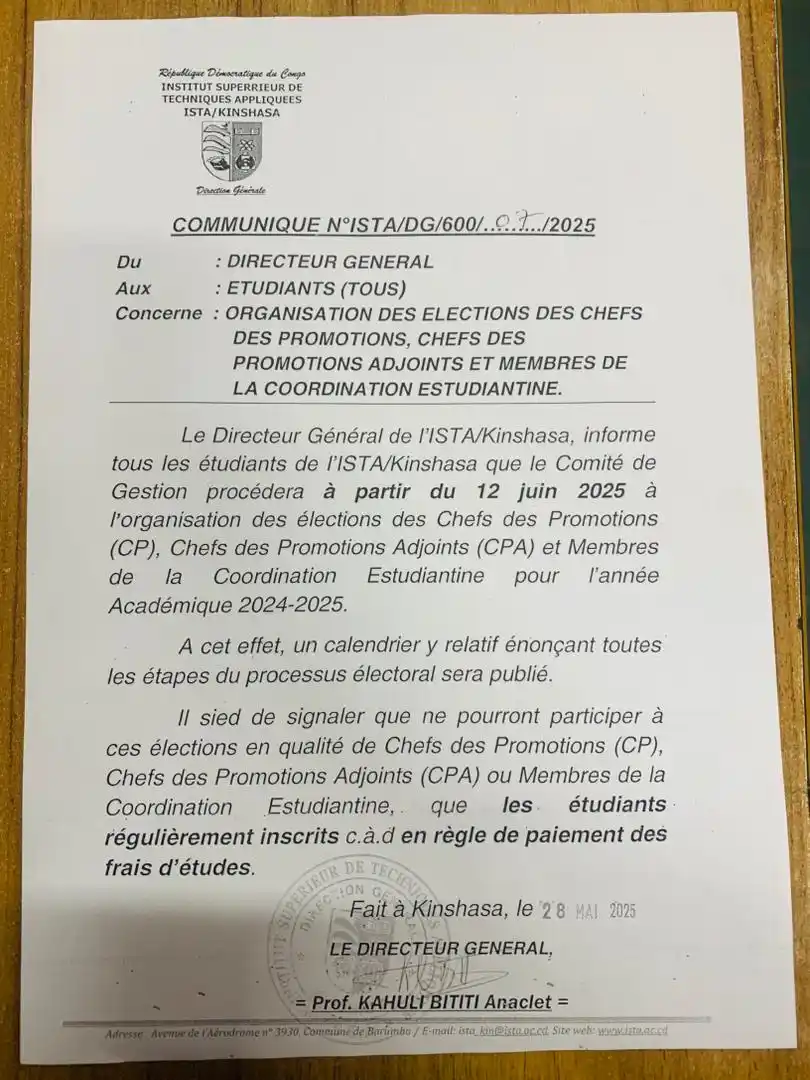 Image from COORDINATION ESTUDIANTINE DE L’ISTA KIN Official Page ⚓️: 🛎️  *<a class="text-blue-500 hover:underline cursor-pointer" href="/h...