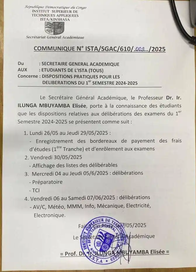 Image from COORDINATION ESTUDIANTINE DE L’ISTA KIN Official Page ⚓️: 🛑 <a class="text-blue-500 hover:underline cursor-pointer" href="/hash...