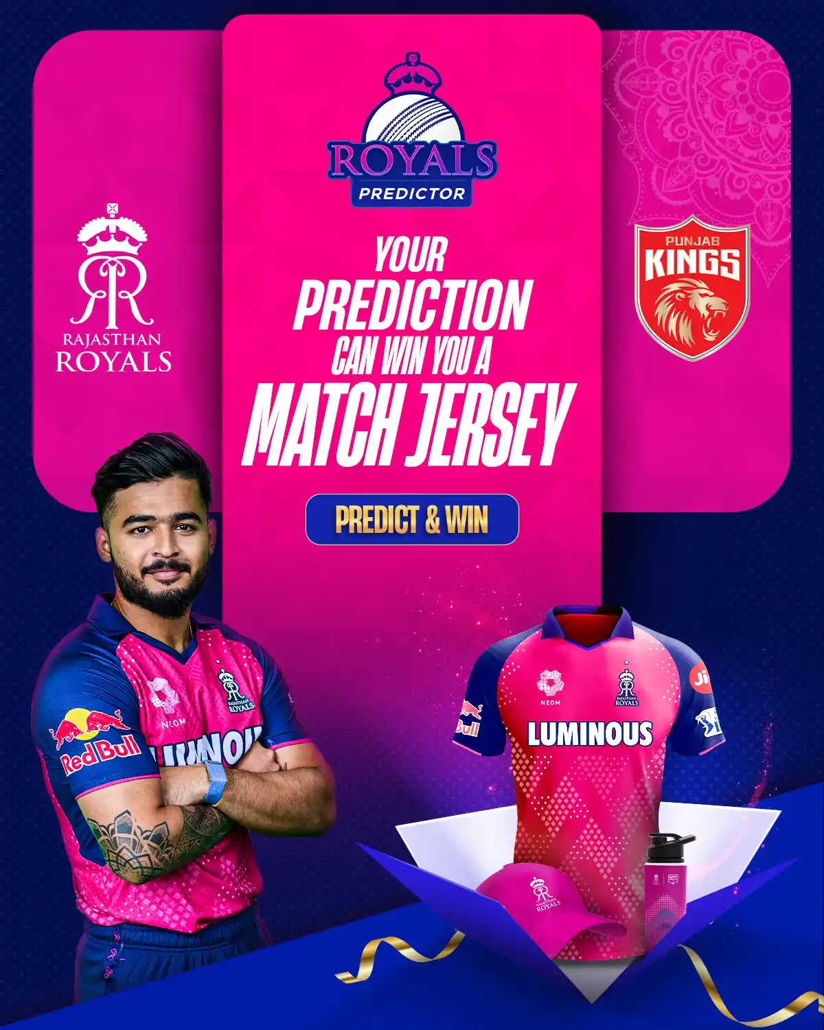 Image from Rajasthan Royals: Drop your predictions and winnn 💗👇  https://www.rajasthanroyals.com/...