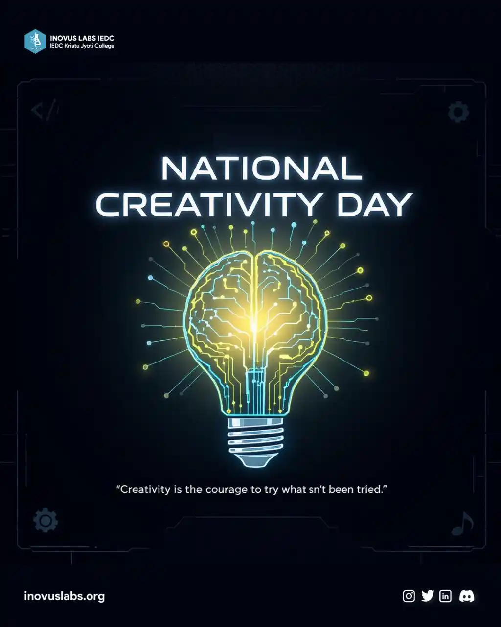 Image from INOVUS LABS IEDC: 🌟 _*Happy National Creativity Day!*_ 🌟 From all of us at _*INOVUS LA...