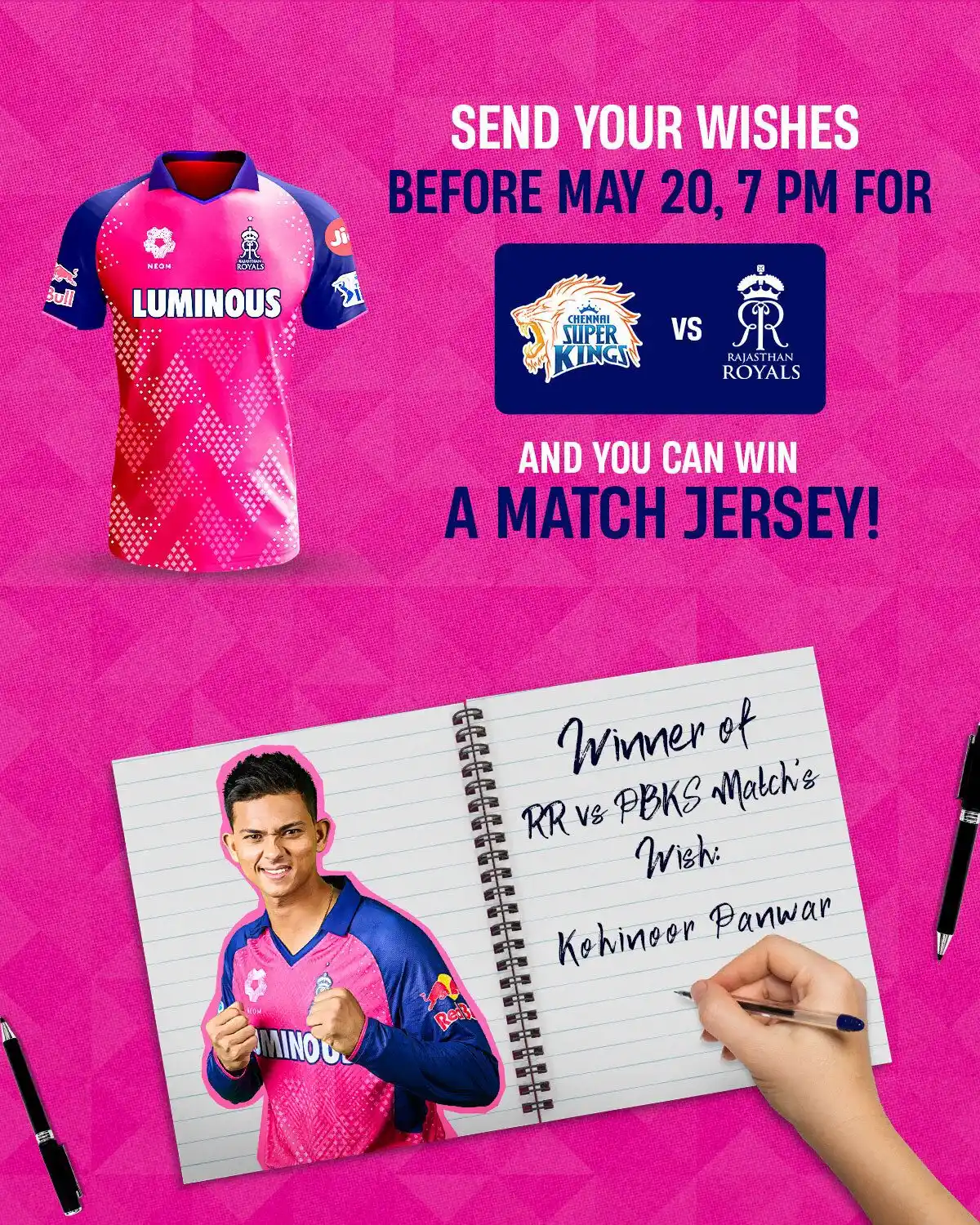 Image from Rajasthan Royals: Our last game this season! Send us your Halla Bols! 💗👇  https://www....