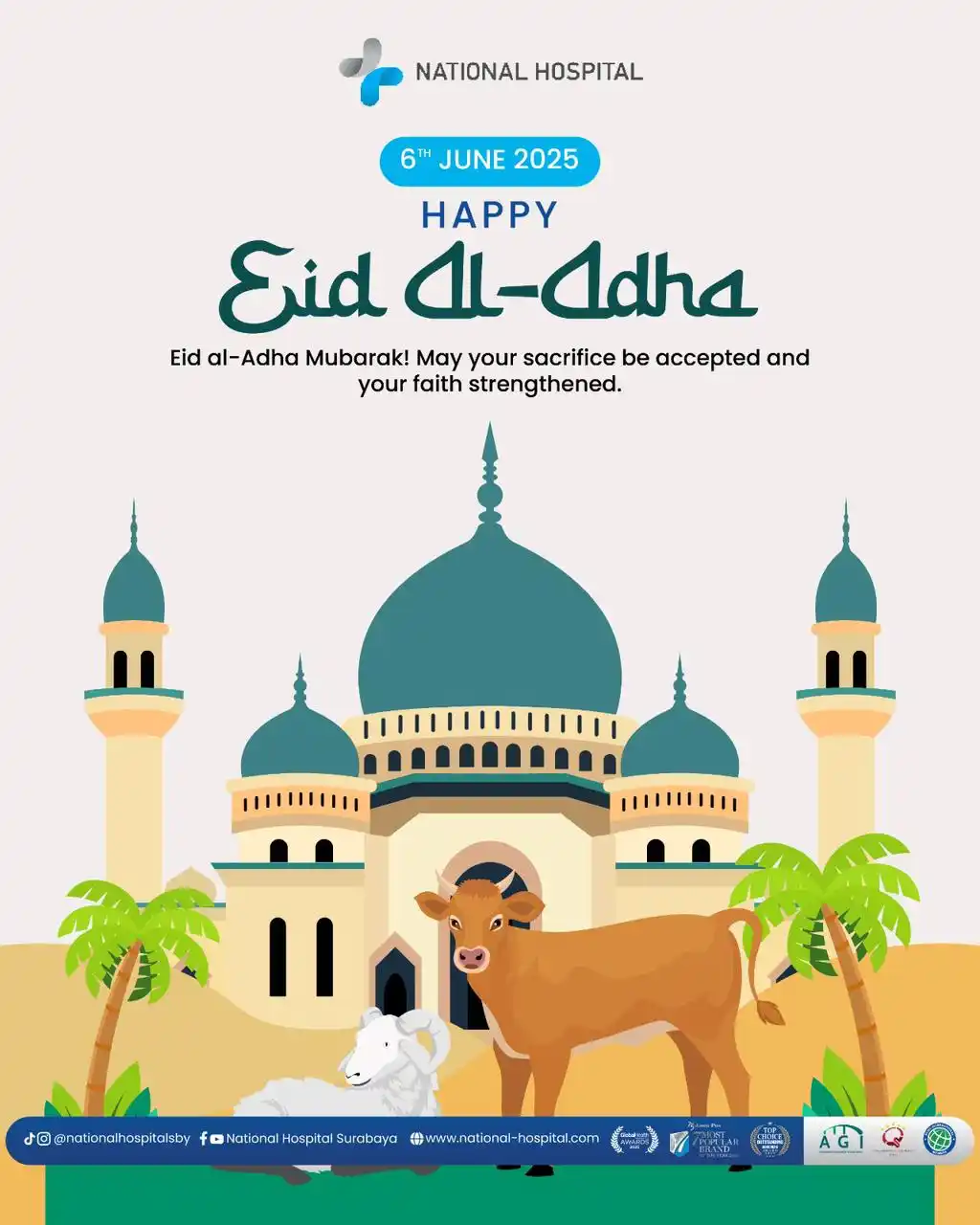 Image from NATIONAL HOSPITAL: Selamat Hari Raya Idul Adha 1446 H 🐐🐄 Semoga semangat berkurban men...