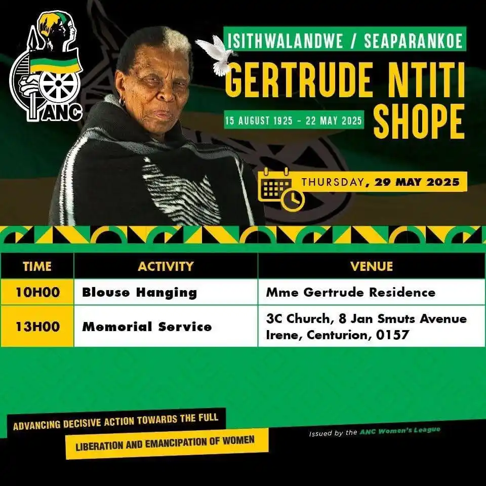 Image from African National Congress: Tomorrow, Thursday, 29 May 2025, we celebrate the extraordinary life a...