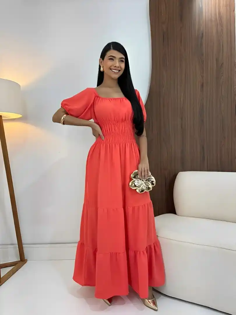 Image from Magazine Rafael Saturno Ofertas ,Descontos e Promoções (OFICIAL): *Vestido Longo Feminino Ciganinha Moda Evangélica Festa Luxo* ✅ R$ R...