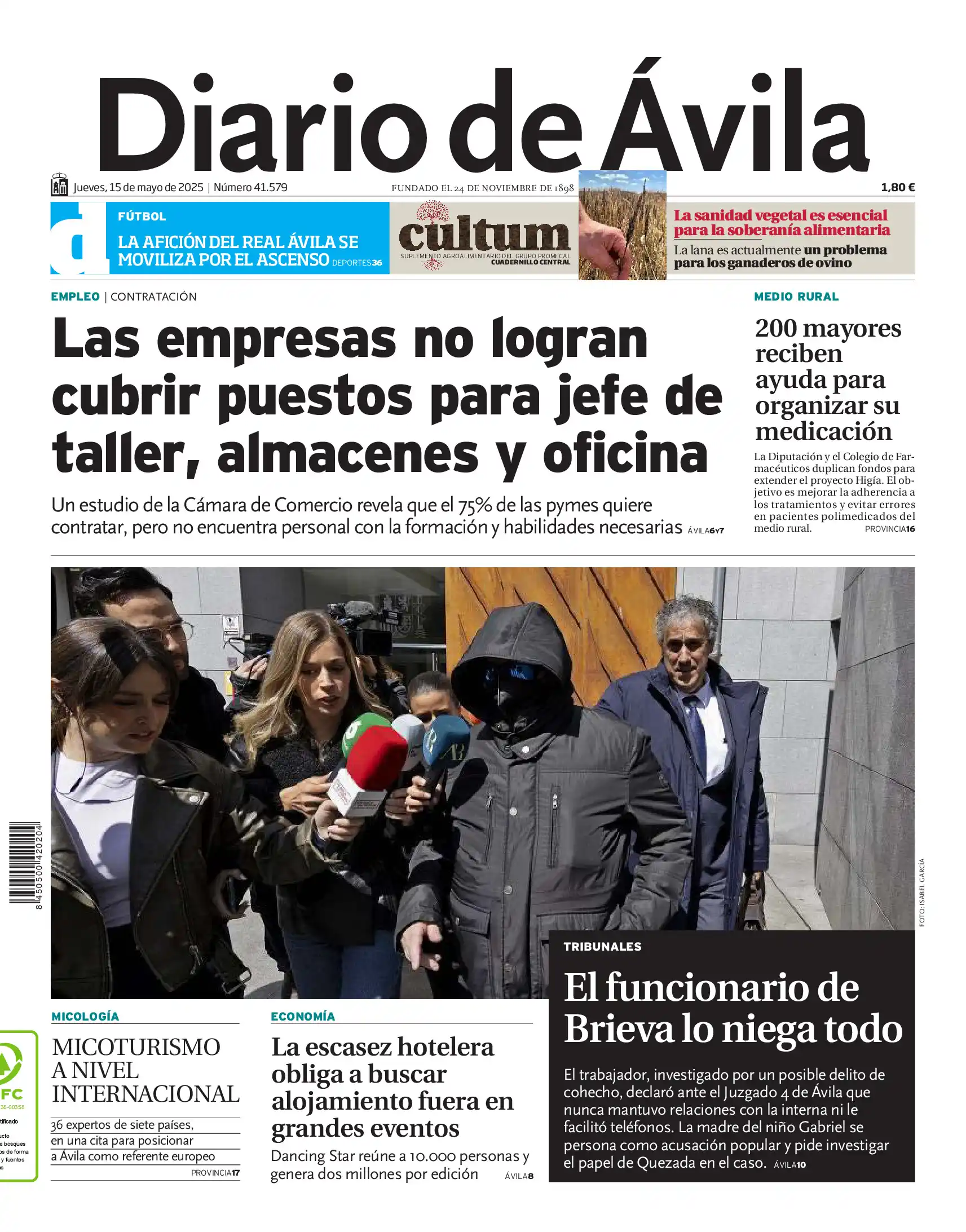 Image from Diario de Ávila: 🗞Buenos días. Esta es la portada de Diario de Ávila de este jueves 15...