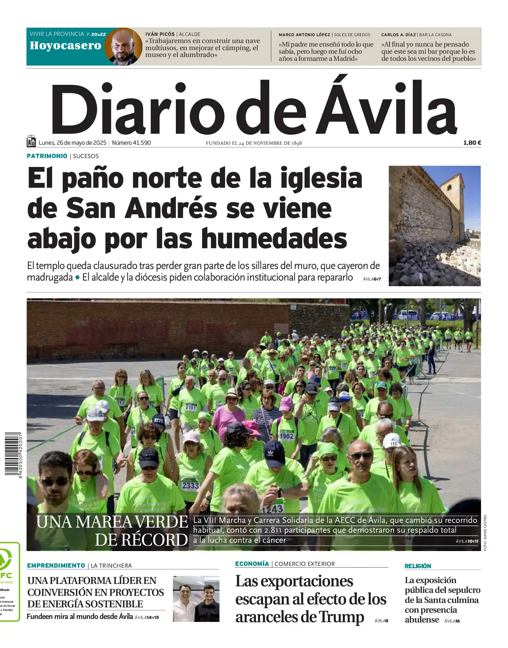 Image from Diario de Ávila: 🗞Buenos días. Esta es la portada de Diario de Ávila de este lunes 26 ...