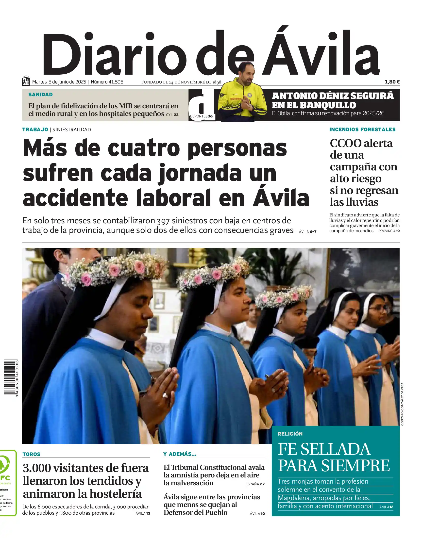 Image from Diario de Ávila: 🗞Buenos días. Esta es la portada de Diario de Ávila de este martes 3 ...