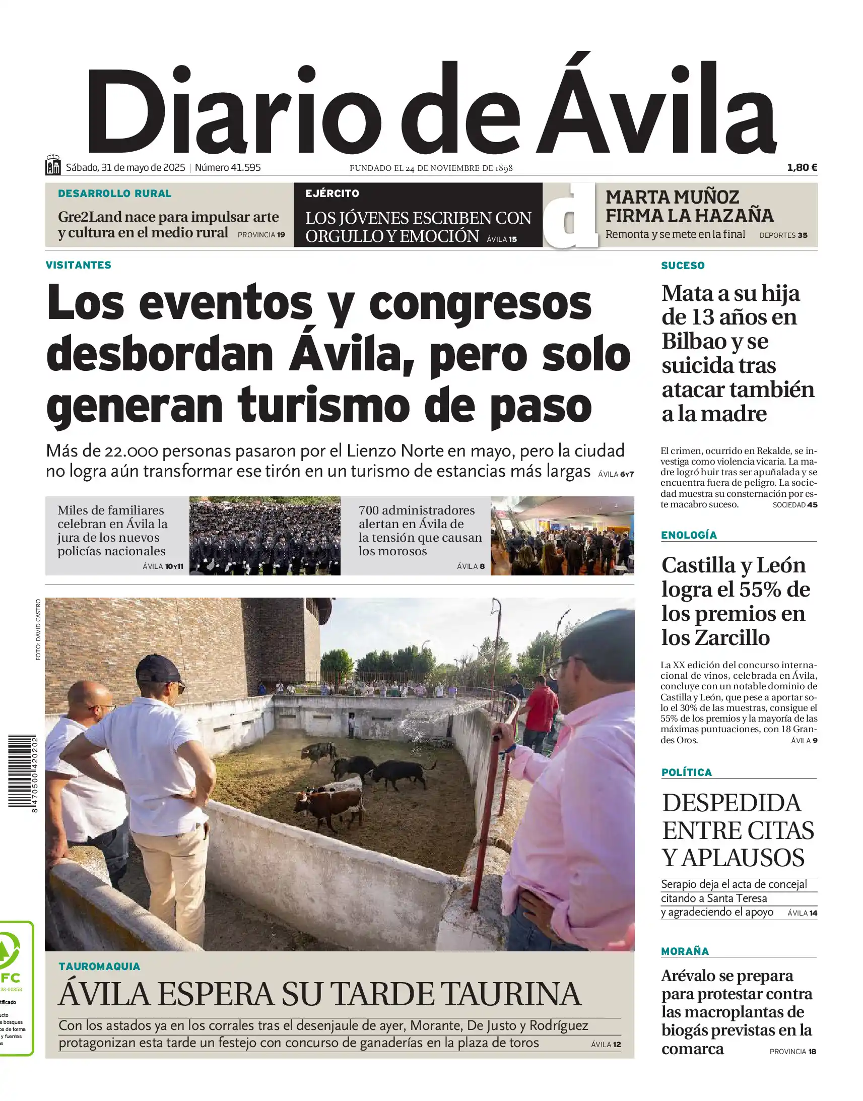 Image from Diario de Ávila: 🗞Buenos días. Esta es la portada de Diario de Ávila de este sábado 31...